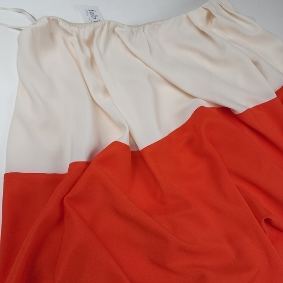 New MM COUTURE Orange Tan Waterfall One Shoulder Dress Sz L - Picture 9 of 11